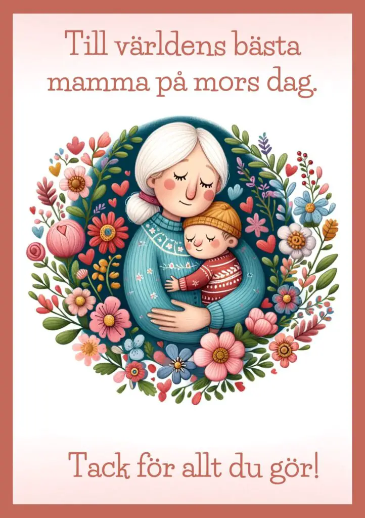 "Till världens bästa mamma på mors dag. Tack för allt du gör!"